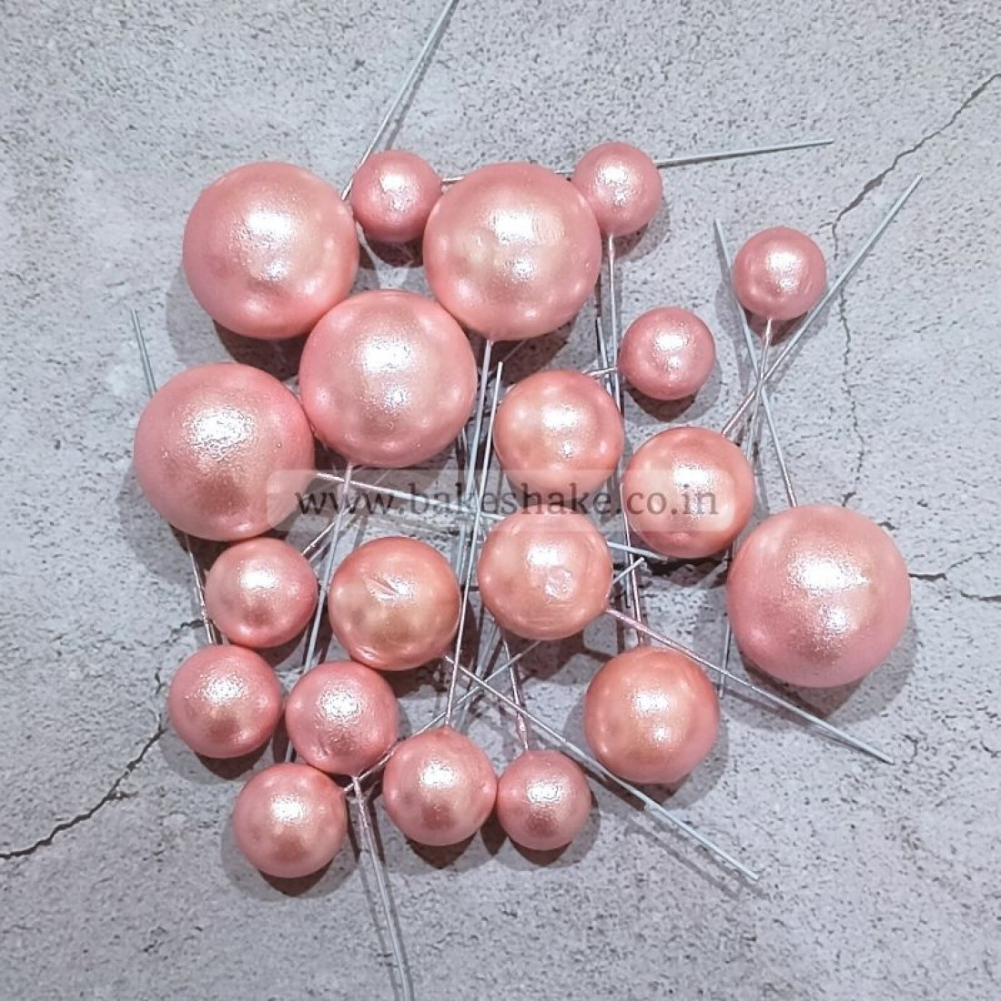 Light Pink Faux Ball Toppers 20 Pcs Metallic Finish 